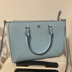 Tory Burch light blue cross body work satchel